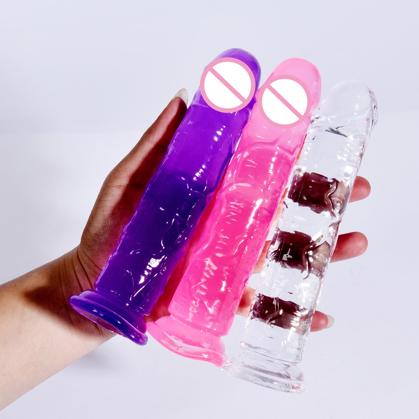 Cross-border hot sale Transparent crystal simulated penis Female dildo Egg-free penis Anal plug Masturbator Adult products