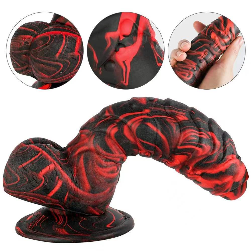 Liquid silicone caterpillar scales simulation penis female masturbator dildo anal plug massage sex products