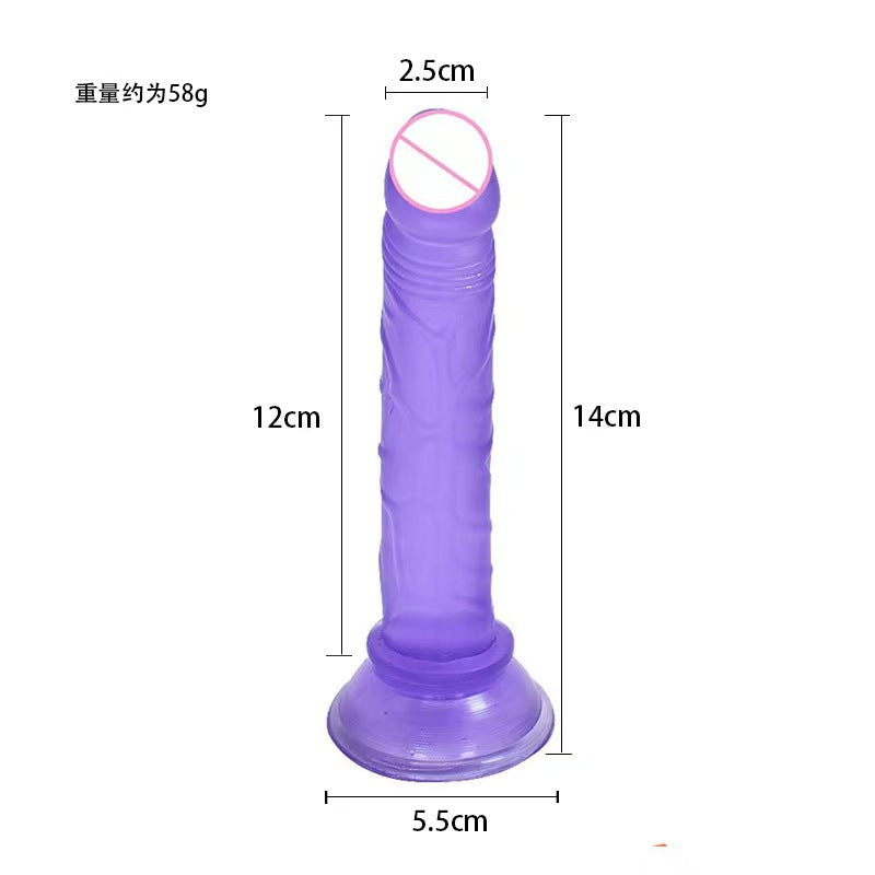 Simulated penis transparent crystal eggless dildo suction cup oversized thick backyard anal plug female masturbation stick