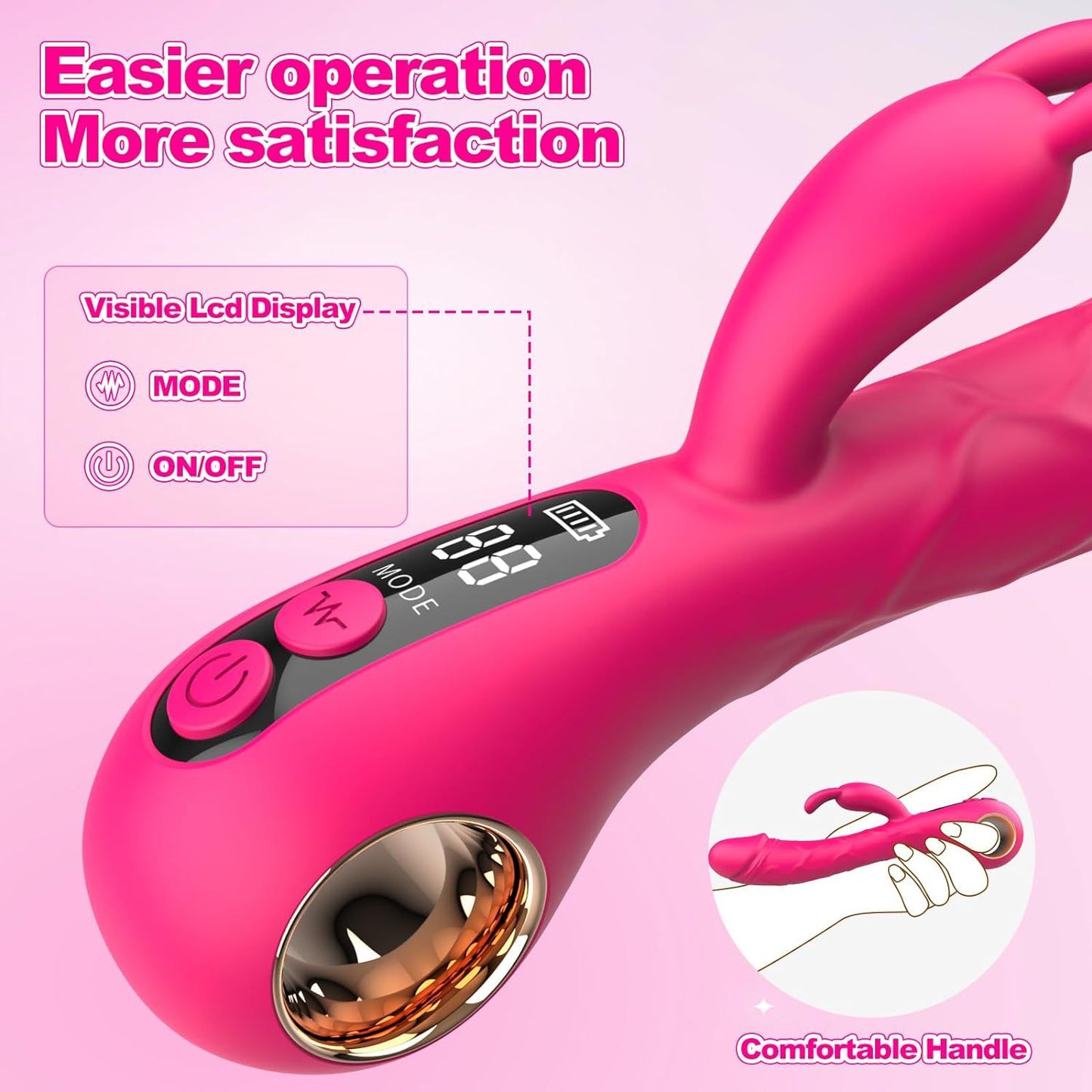 New rabbit simulation fake penis digital display double vibrator couple flirting jumping egg massage stick sex toys