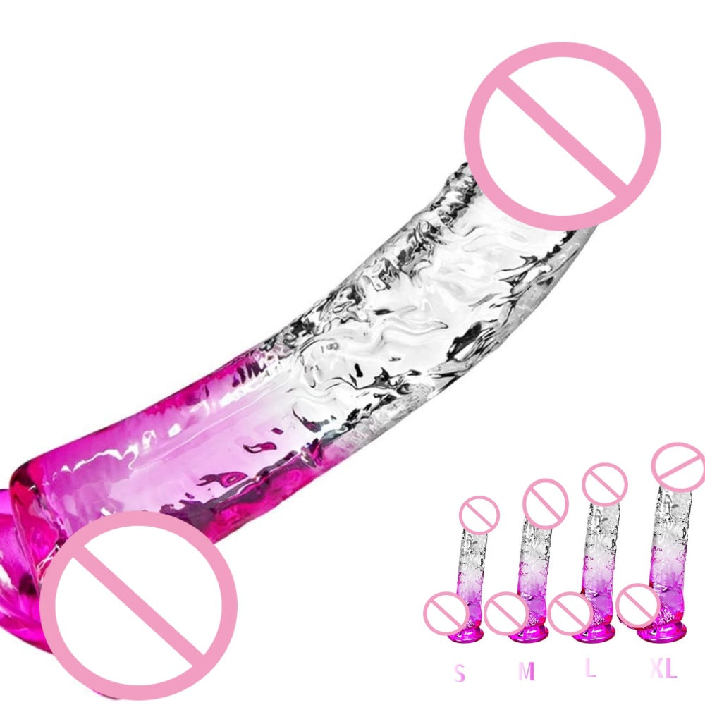 Gradually change color simulation penis female masturbation stick suction cup crystal transparent dildo female adult sex toys