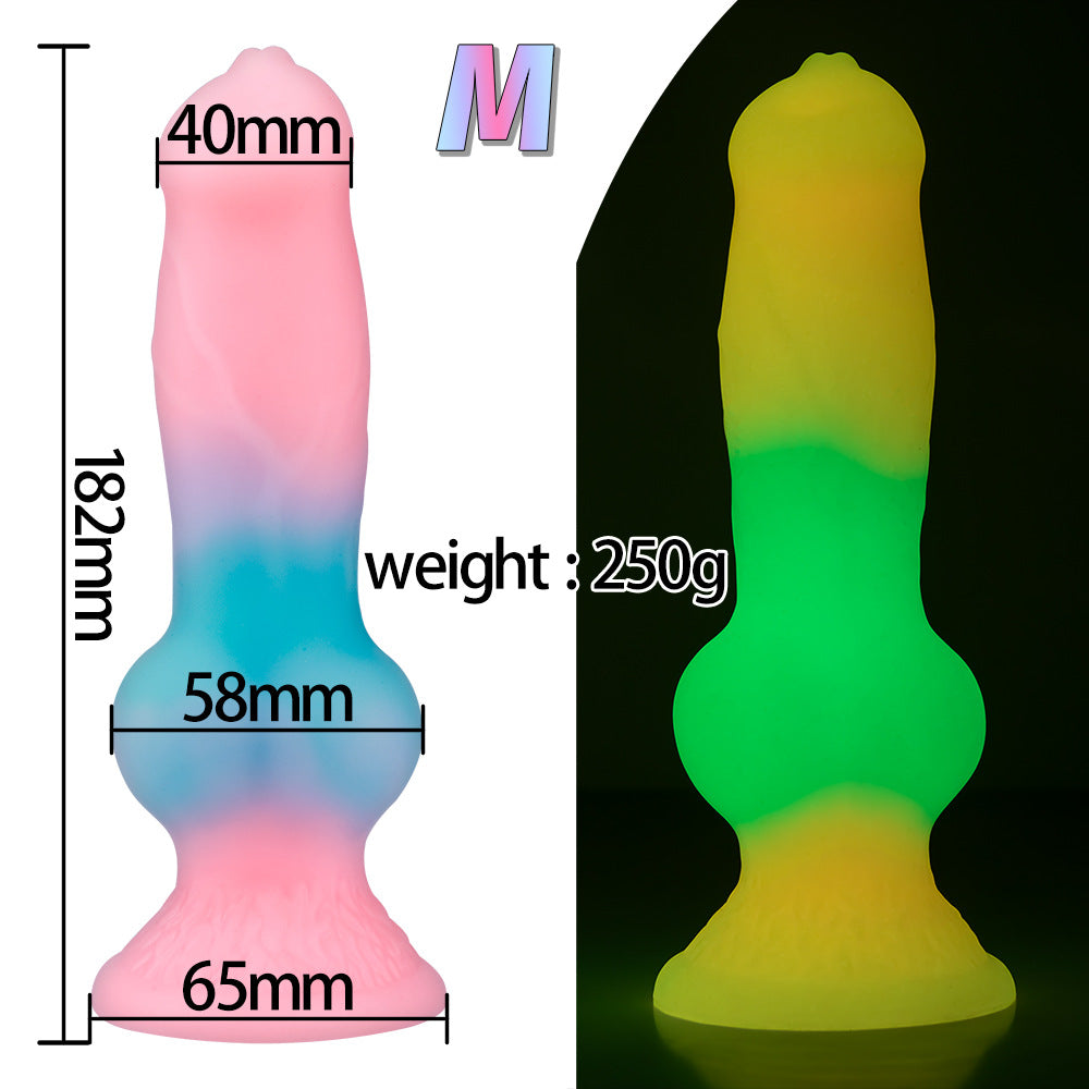 luminous dog dick five-piece set mixed color simulation penis oversized special-shaped simulation animal dildo for women