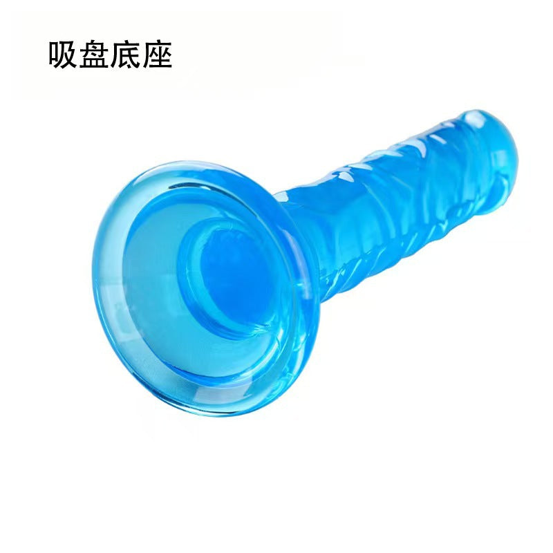 Simulated penis transparent crystal eggless dildo suction cup oversized thick backyard anal plug female masturbation stick