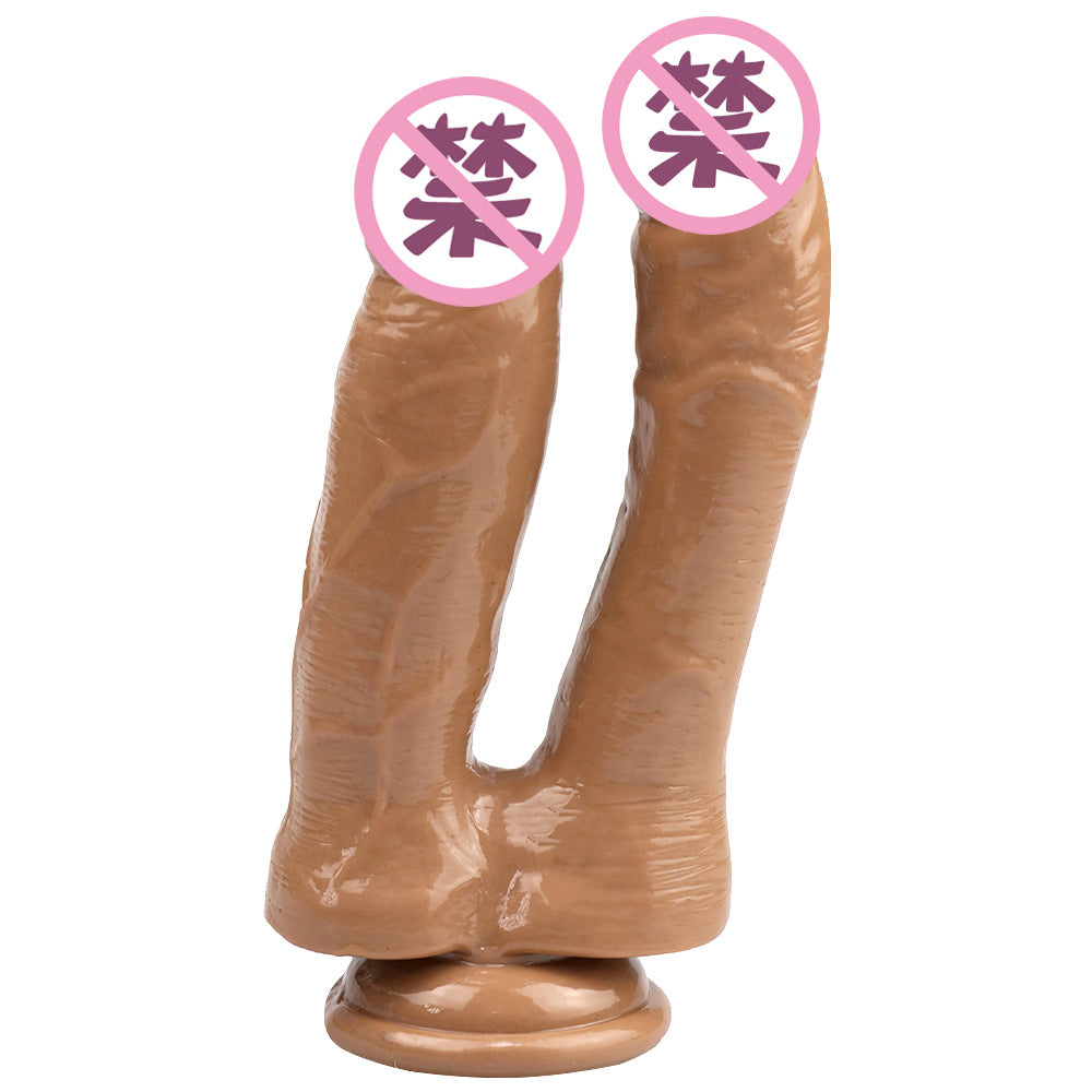 Banxia female double-headed simulated penis couple same-sex vaginal and anal double-channel masturbator, false penis, adult sex tool