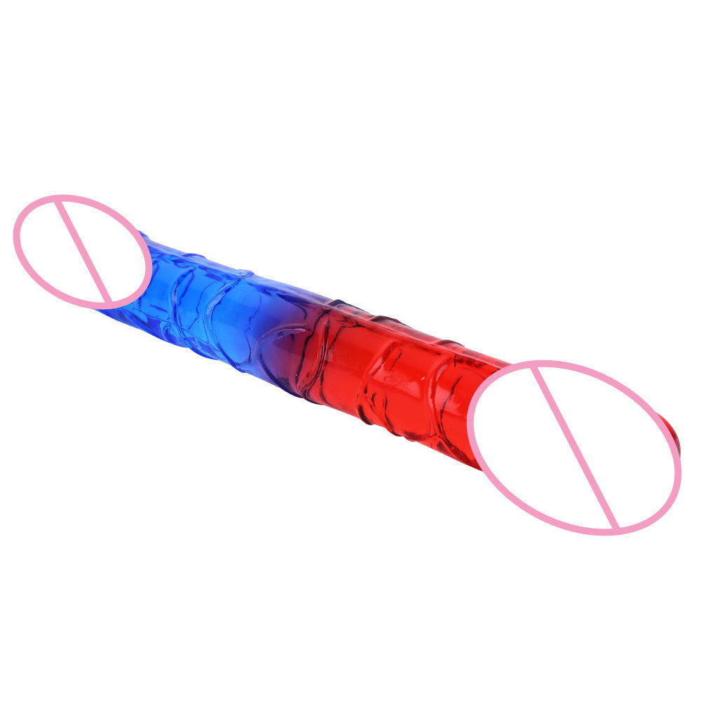 Double-headed penis two-color crystal oversized thick simulation anal plug Lala gay male and female dildo sex products