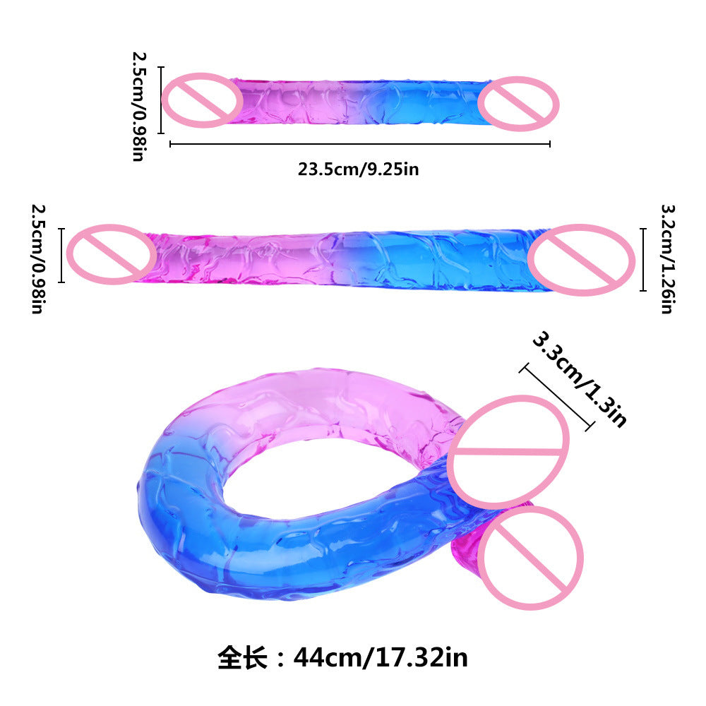 Double-headed penis two-color crystal oversized thick simulation anal plug Lala gay male and female dildo sex products