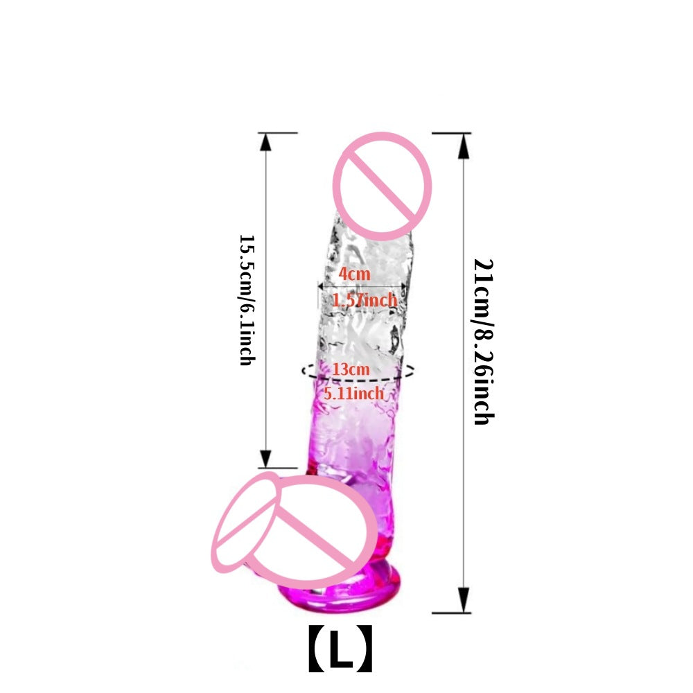 Gradually change color simulation penis female masturbation stick suction cup crystal transparent dildo female adult sex toys