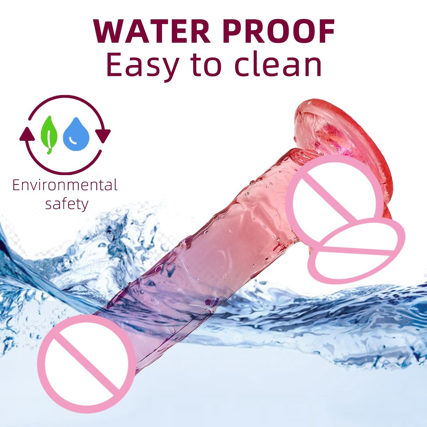 Cross-border hot sale multicolored crystal jelly transparent simulation penis female gradual change dildo masturbation stick adult products