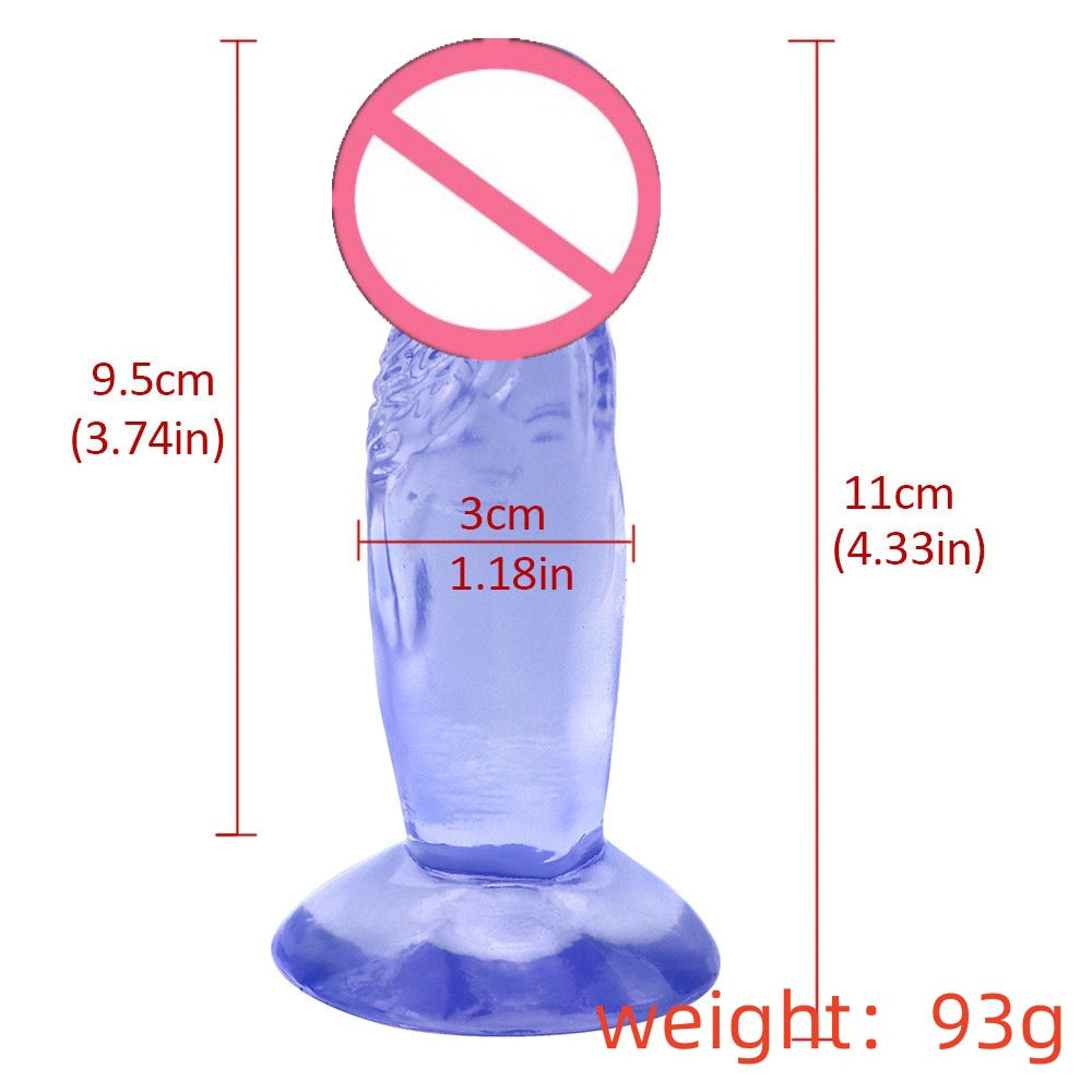 Little brother suction cup mini simulation small penis backyard anal plug super soft masturbator novice multi-colored crystal dildo