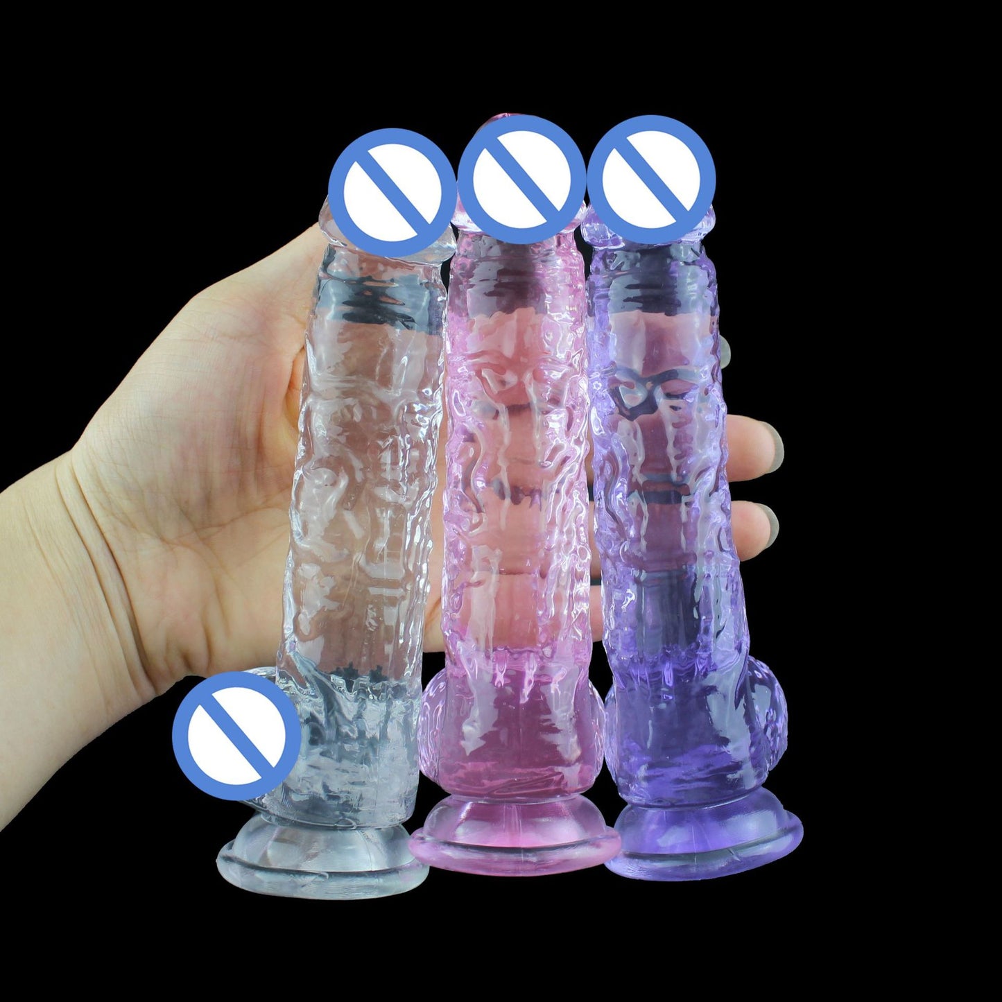 Masturbator female simulated penis sex toys manual dildo phantom transparent crystal TPE foreign trade hot sale