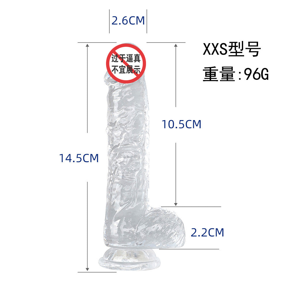 Masturbator female simulated penis sex toys manual dildo phantom transparent crystal TPE foreign trade hot sale
