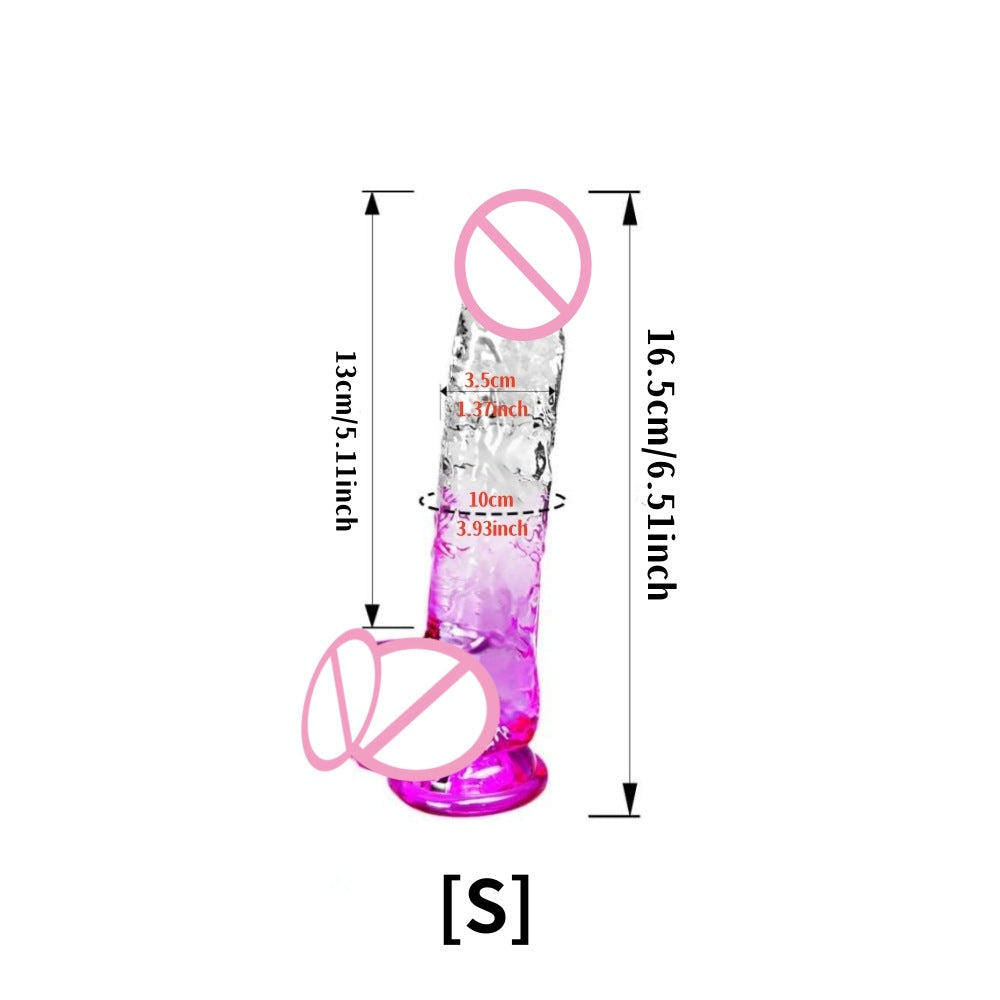 Gradually change color simulation penis female masturbation stick suction cup crystal transparent dildo female adult sex toys