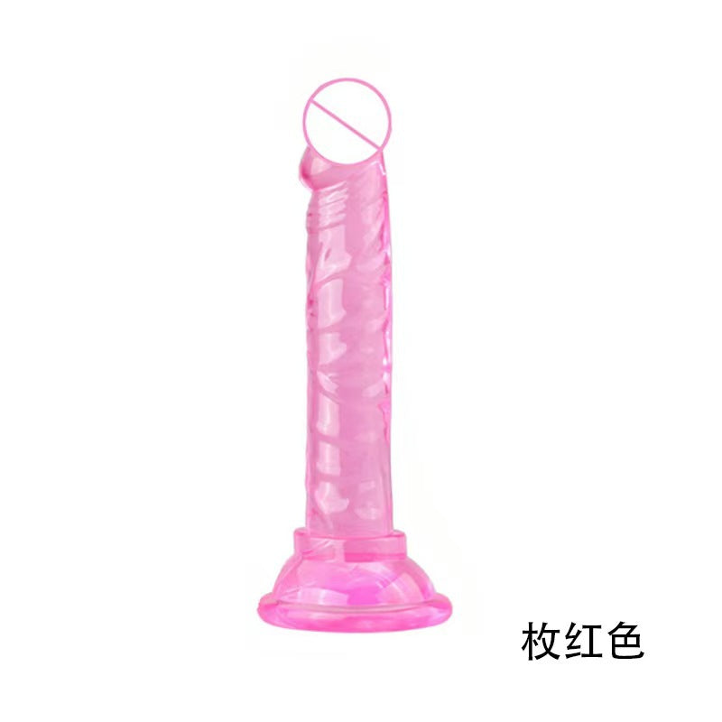 Simulated penis transparent crystal eggless dildo suction cup oversized thick backyard anal plug female masturbation stick