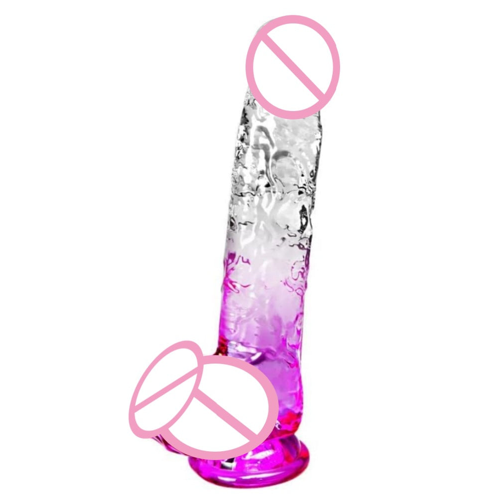 Gradually change color simulation penis female masturbation stick suction cup crystal transparent dildo female adult sex toys