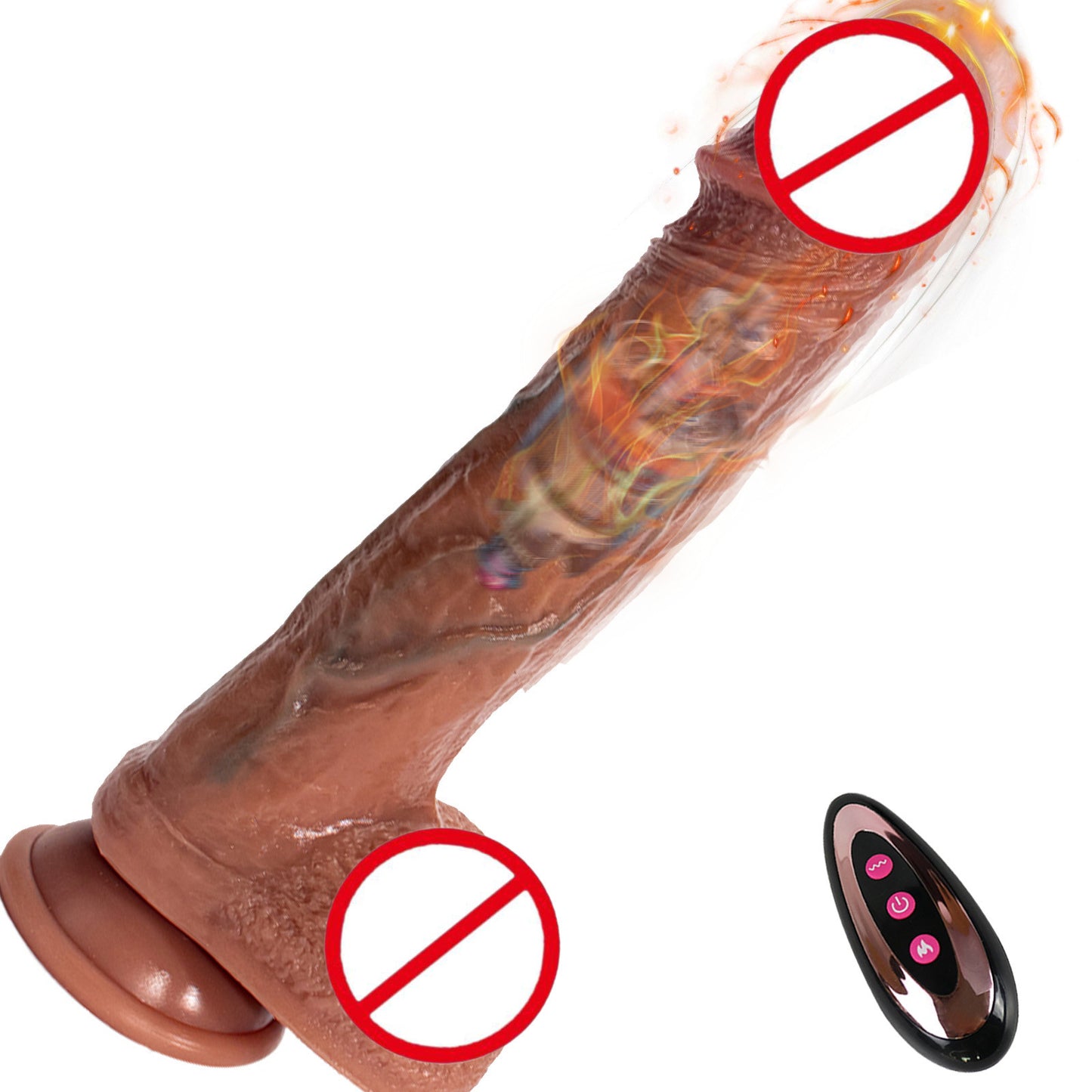 Women's heated simulated penis with blue veins wireless remote control telescopic vibration dildo female sex toy