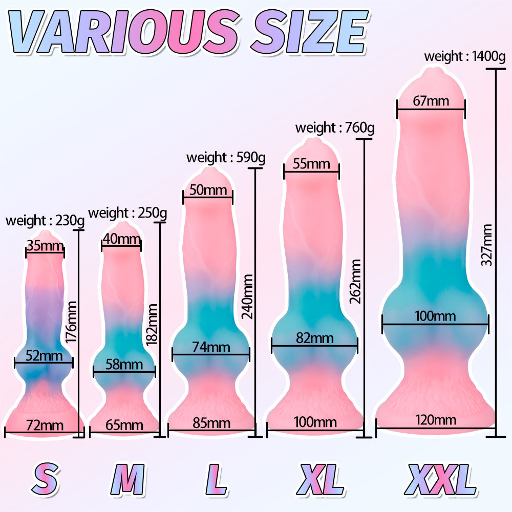 luminous dog dick five-piece set mixed color simulation penis oversized special-shaped simulation animal dildo for women