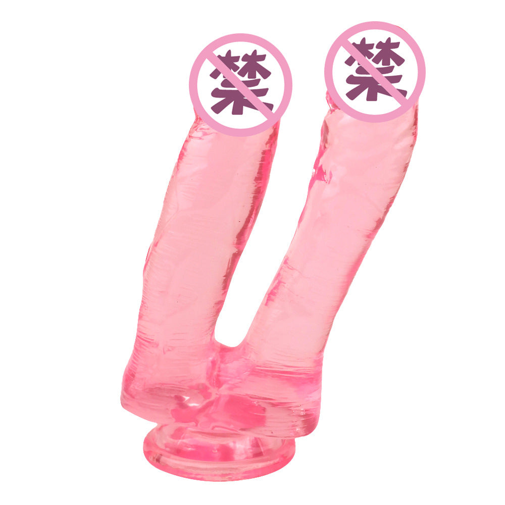 Banxia female double-headed simulated penis couple same-sex vaginal and anal double-channel masturbator, false penis, adult sex tool