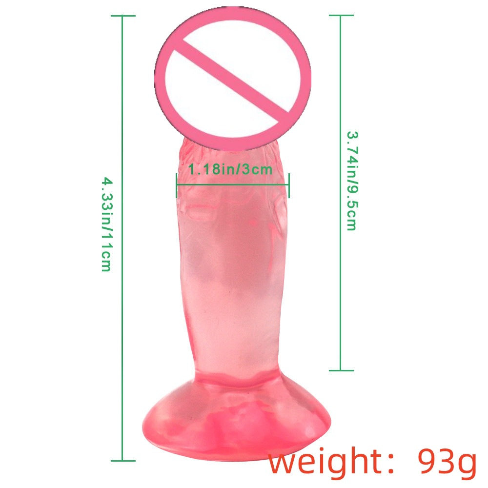 Little brother suction cup mini simulation small penis backyard anal plug super soft masturbator novice multi-colored crystal dildo