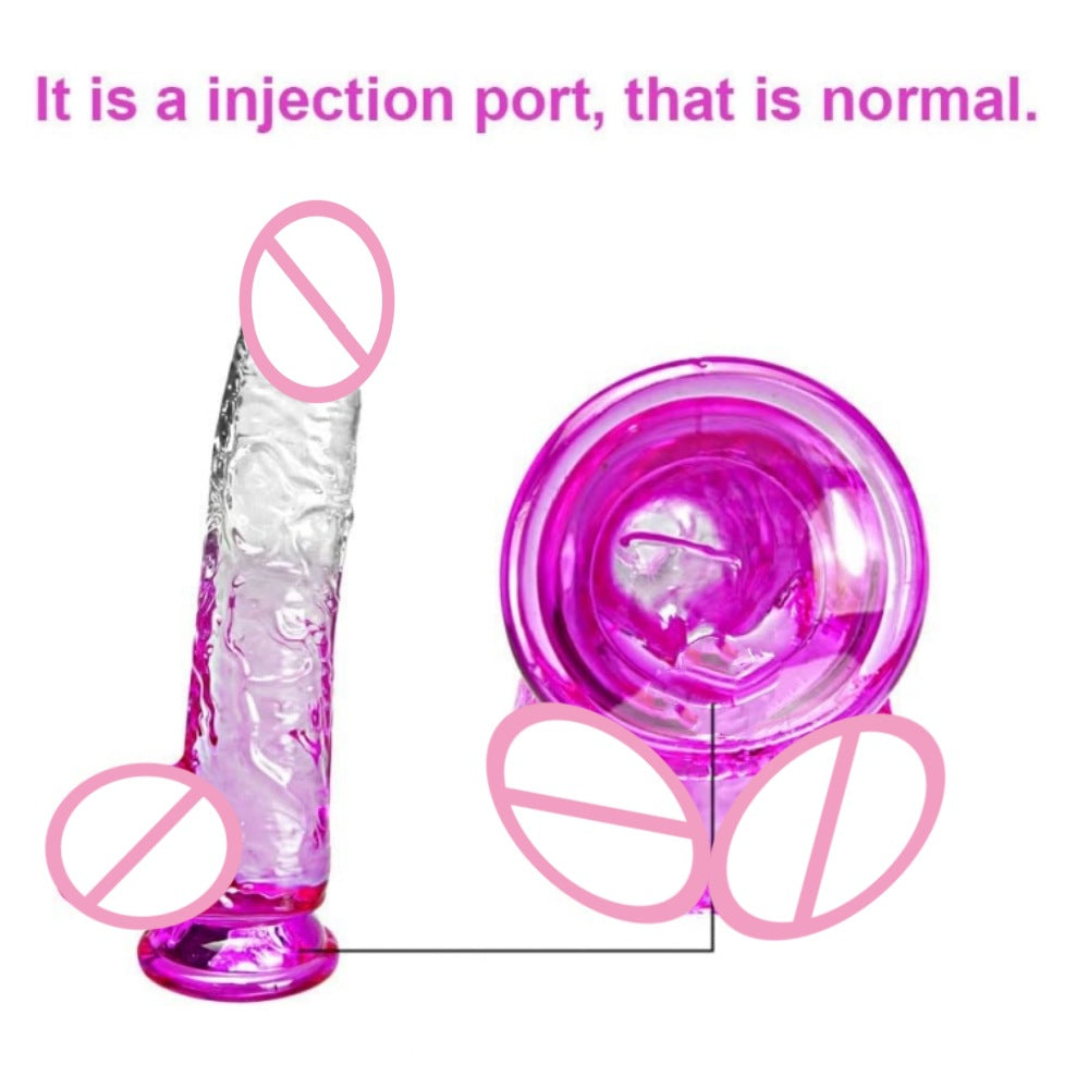 Gradually change color simulation penis female masturbation stick suction cup crystal transparent dildo female adult sex toys