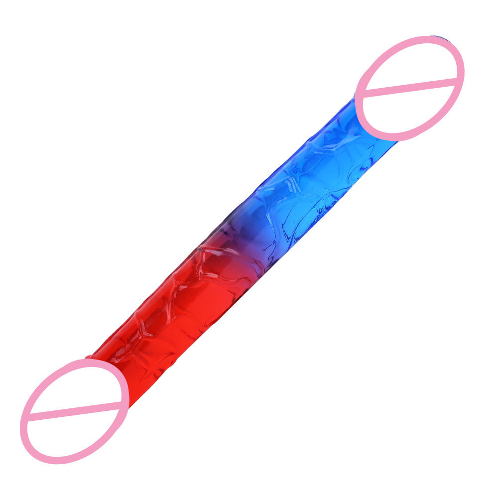 Double-headed penis two-color crystal oversized thick simulation anal plug Lala gay male and female dildo sex products
