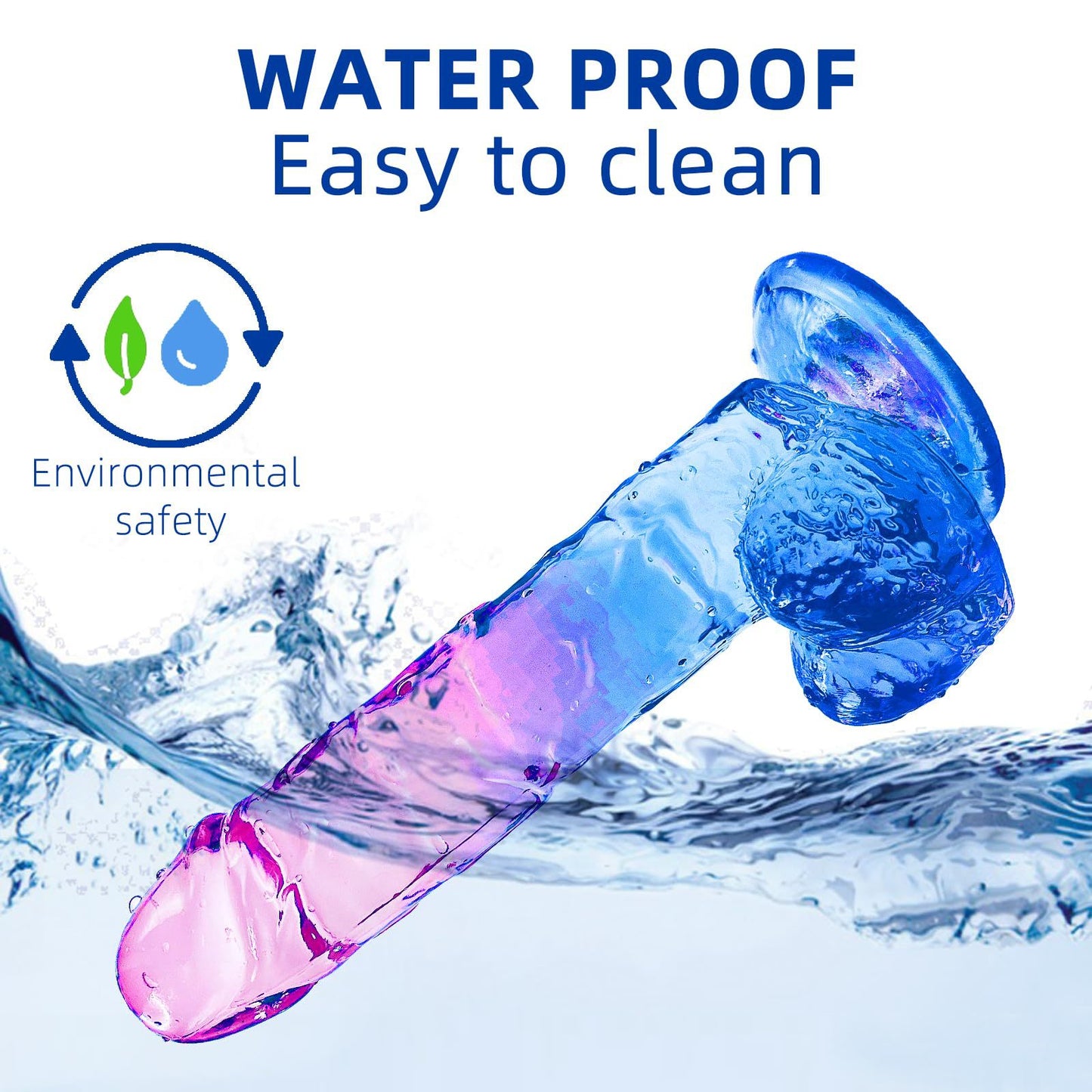 Cross-border hot sale multicolored crystal jelly transparent simulation penis female gradual change dildo masturbation stick adult products