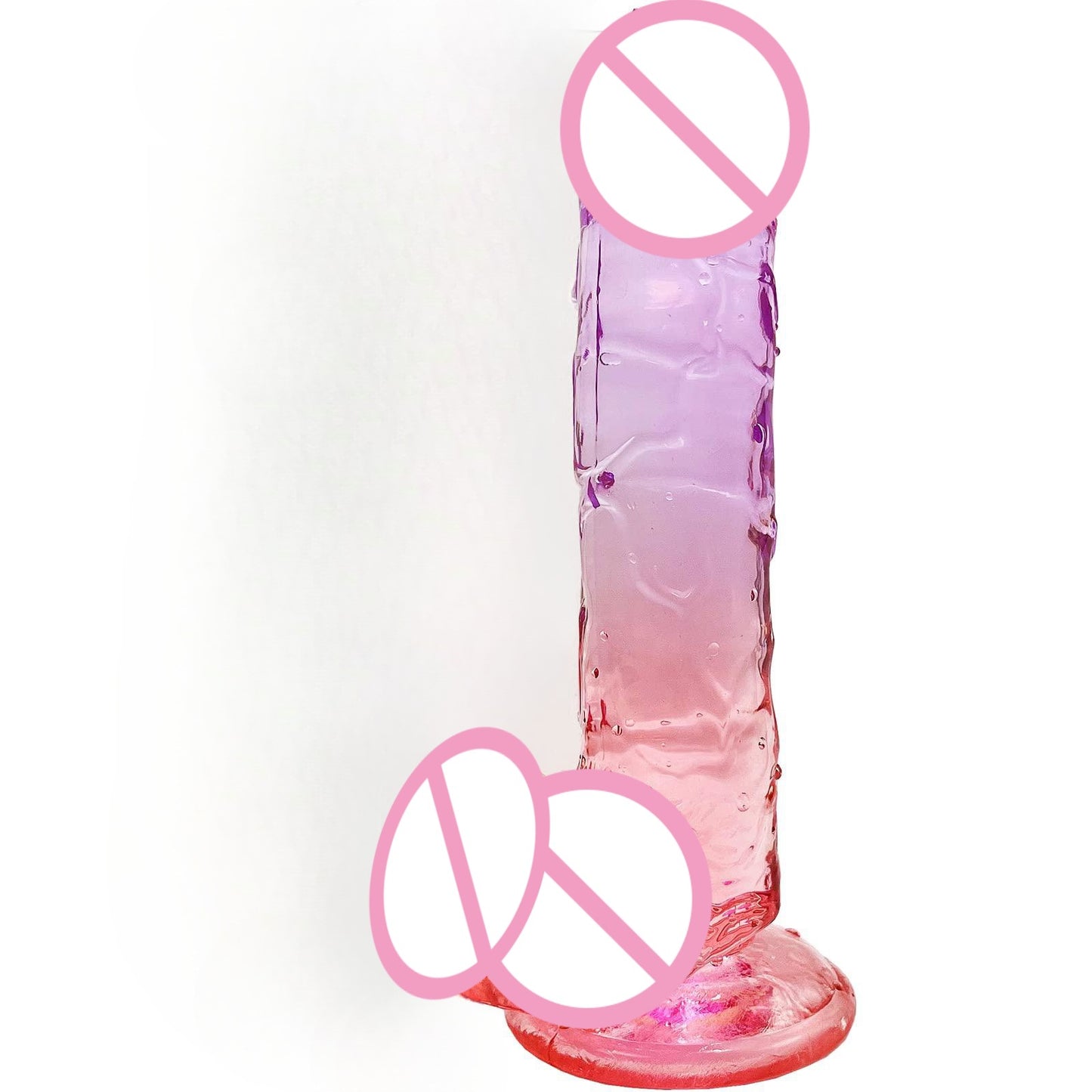 Cross-border hot sale multicolored crystal jelly transparent simulation penis female gradual change dildo masturbation stick adult products