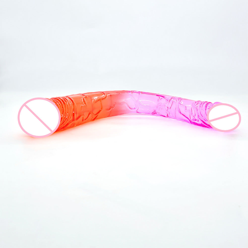Double-headed penis two-color crystal oversized thick simulation anal plug Lala gay male and female dildo sex products