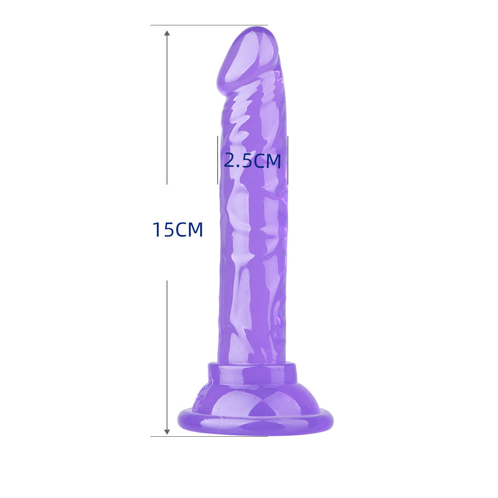 Egg-free transparent color crystal purple imitation penis female dildo TPE suction cup full range size injection molding factory