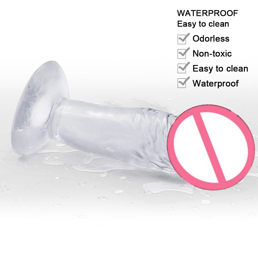 Little brother suction cup mini simulation small penis backyard anal plug super soft masturbator novice multi-colored crystal dildo