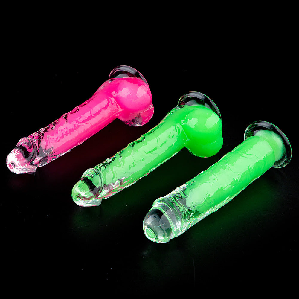 New double-layer two-color phantom simulation penis series fluorescent green phosphor female dildo Amazon hot-selling
