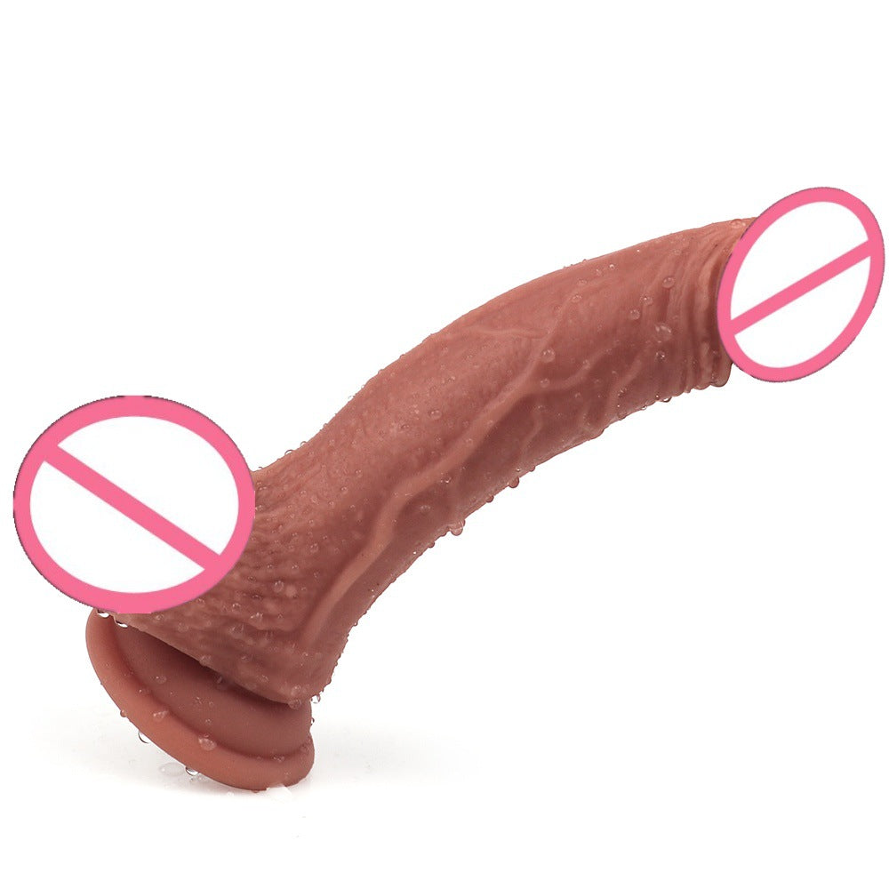 Zhongba Wang liquid silicone simulation penis foreskin female fun fake penis male root jj adult fun masturbator