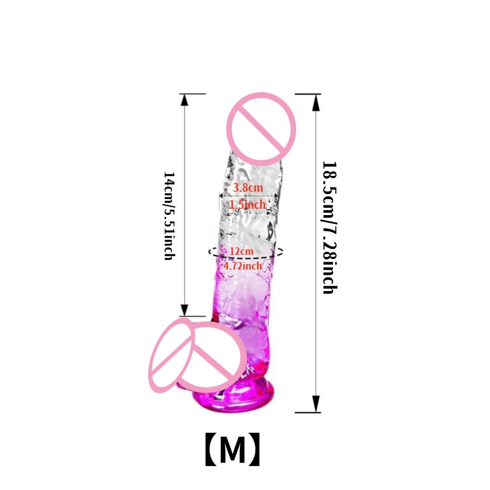 Gradually change color simulation penis female masturbation stick suction cup crystal transparent dildo female adult sex toys