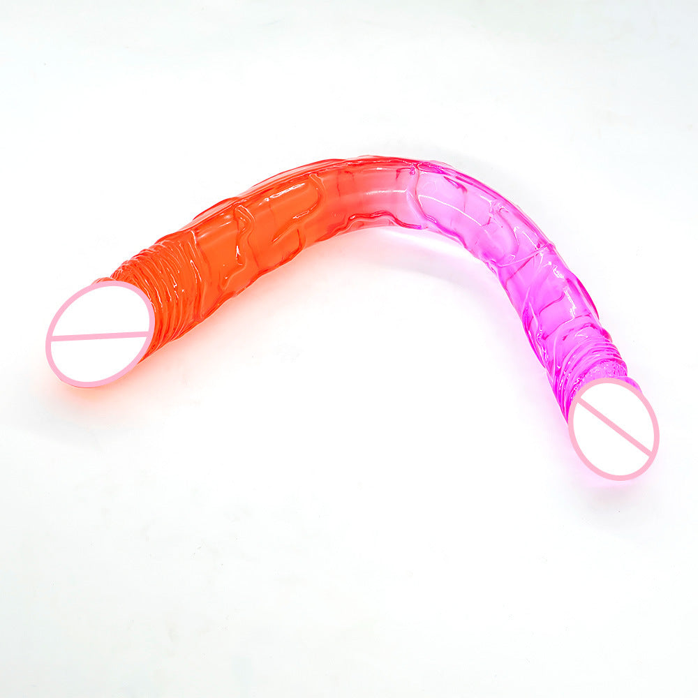 Double-headed penis two-color crystal oversized thick simulation anal plug Lala gay male and female dildo sex products