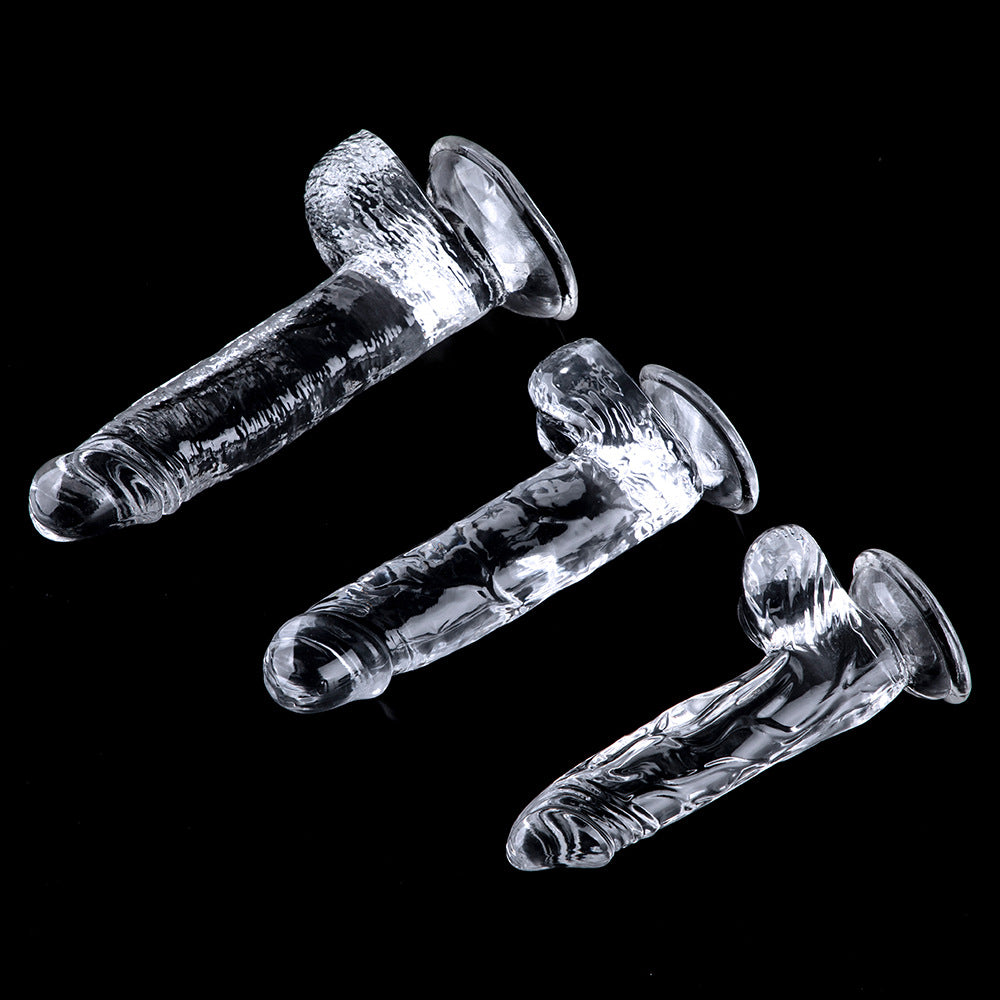 Fun simulation penis female masturbation dildo injection molding process transparent crystal white TPE soft rubber factory supply