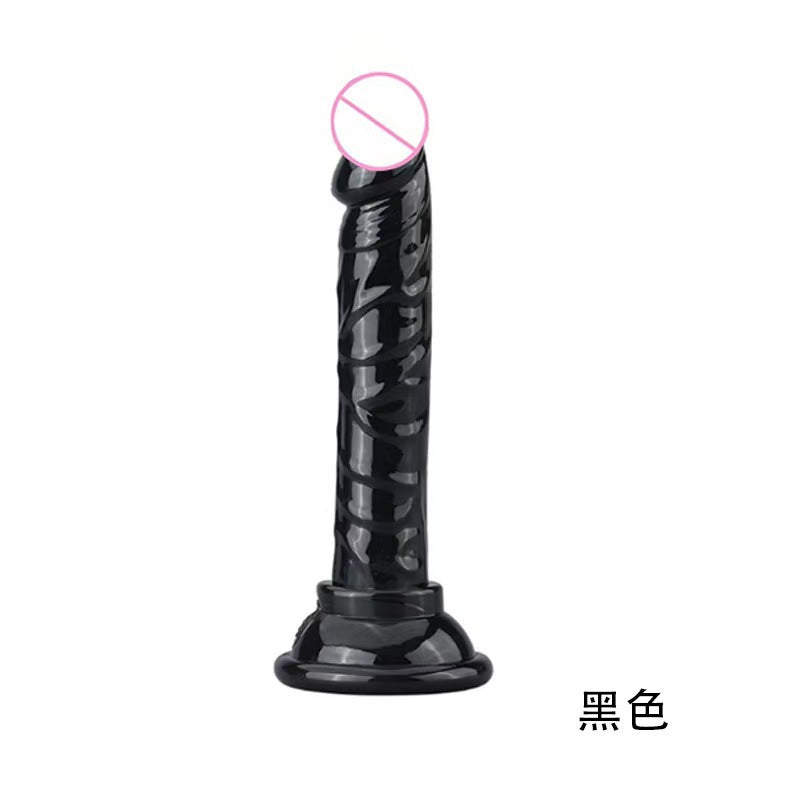 Simulated penis transparent crystal eggless dildo suction cup oversized thick backyard anal plug female masturbation stick