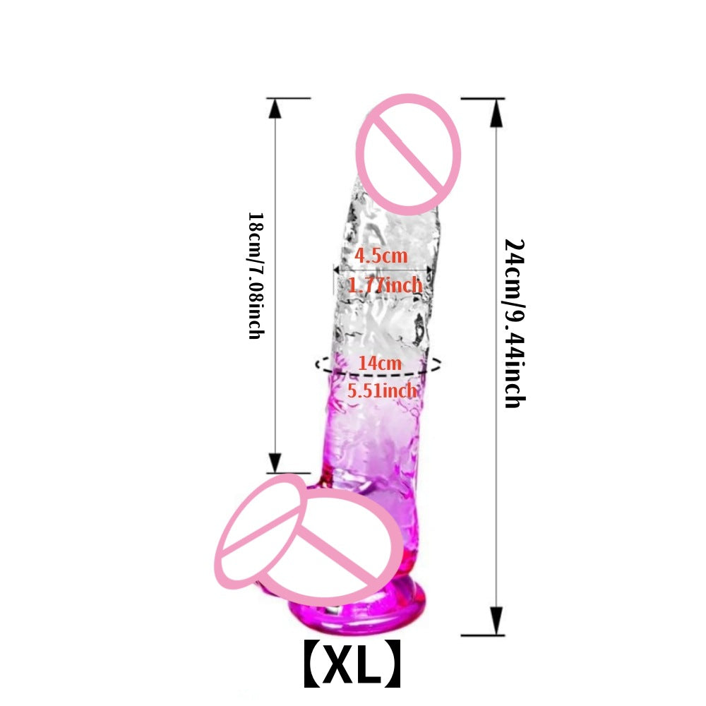 Gradually change color simulation penis female masturbation stick suction cup crystal transparent dildo female adult sex toys