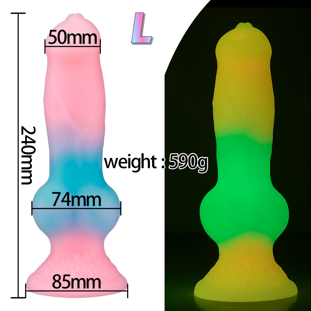 luminous dog dick five-piece set mixed color simulation penis oversized special-shaped simulation animal dildo for women