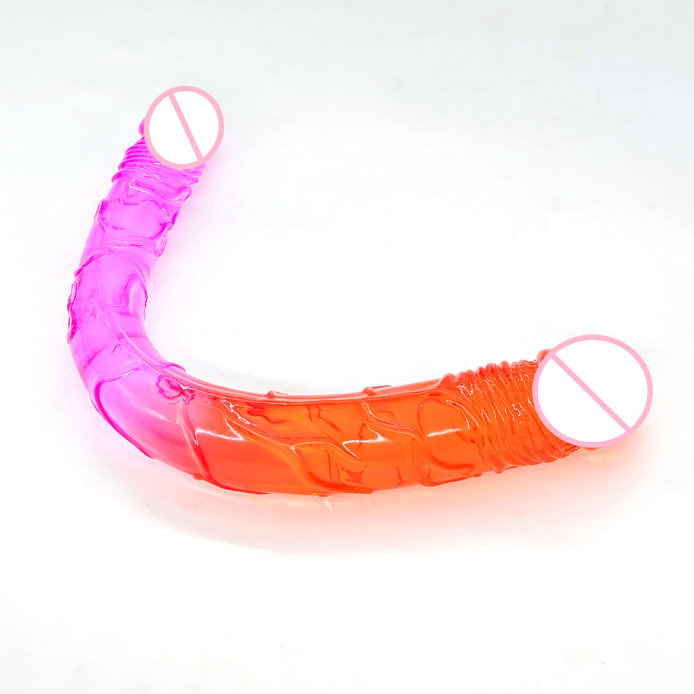 Double-headed penis two-color crystal oversized thick simulation anal plug Lala gay male and female dildo sex products