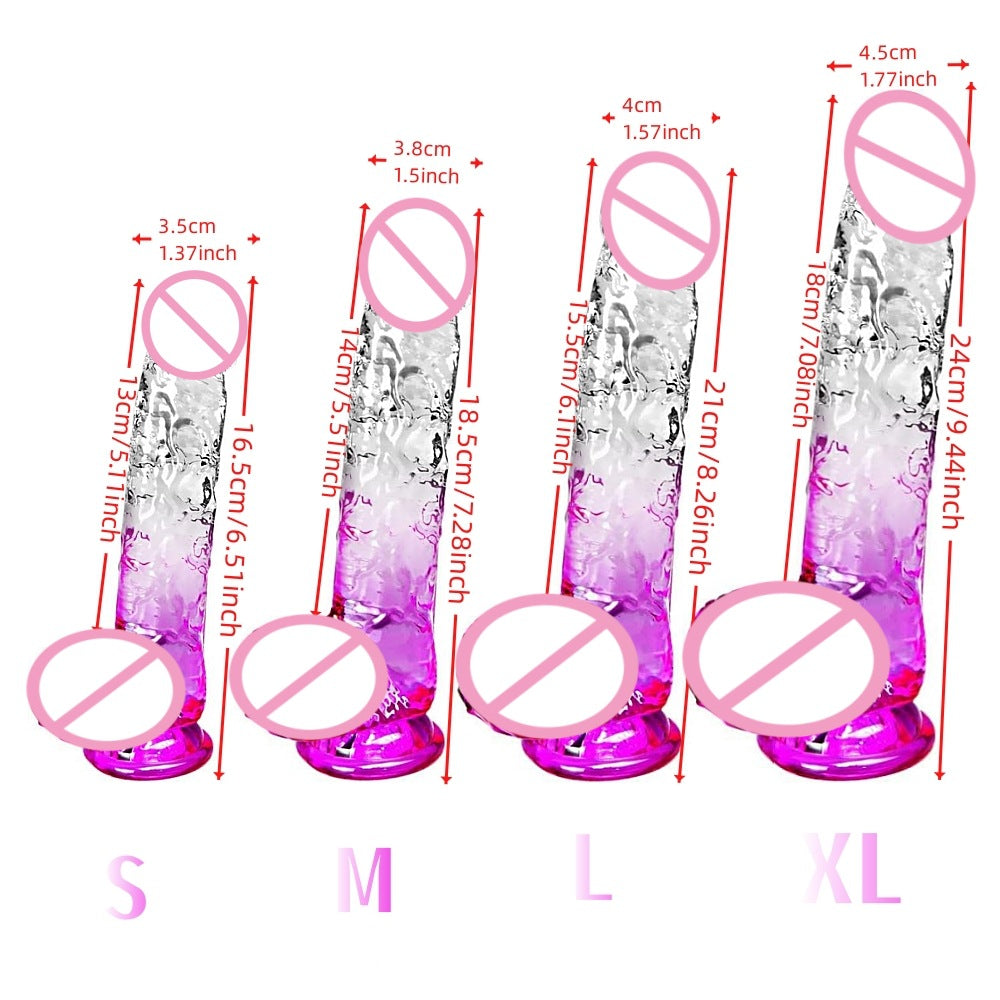 Gradually change color simulation penis female masturbation stick suction cup crystal transparent dildo female adult sex toys
