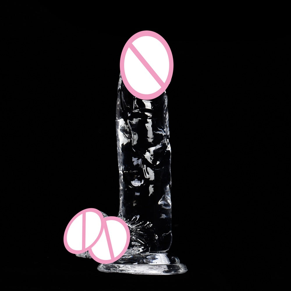 Female simulated penis crystal transparent dildo, adult female masturbator stick hot sale