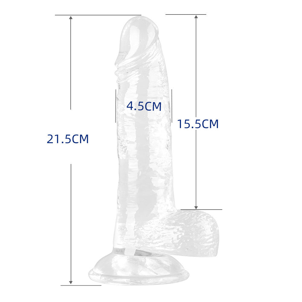 Fun simulation penis female masturbation dildo injection molding process transparent crystal white TPE soft rubber factory supply