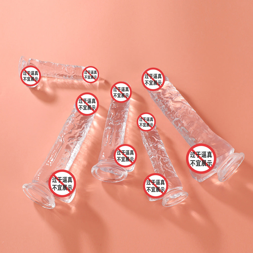 Masturbator female simulated penis sex toys manual dildo phantom transparent crystal TPE foreign trade hot sale