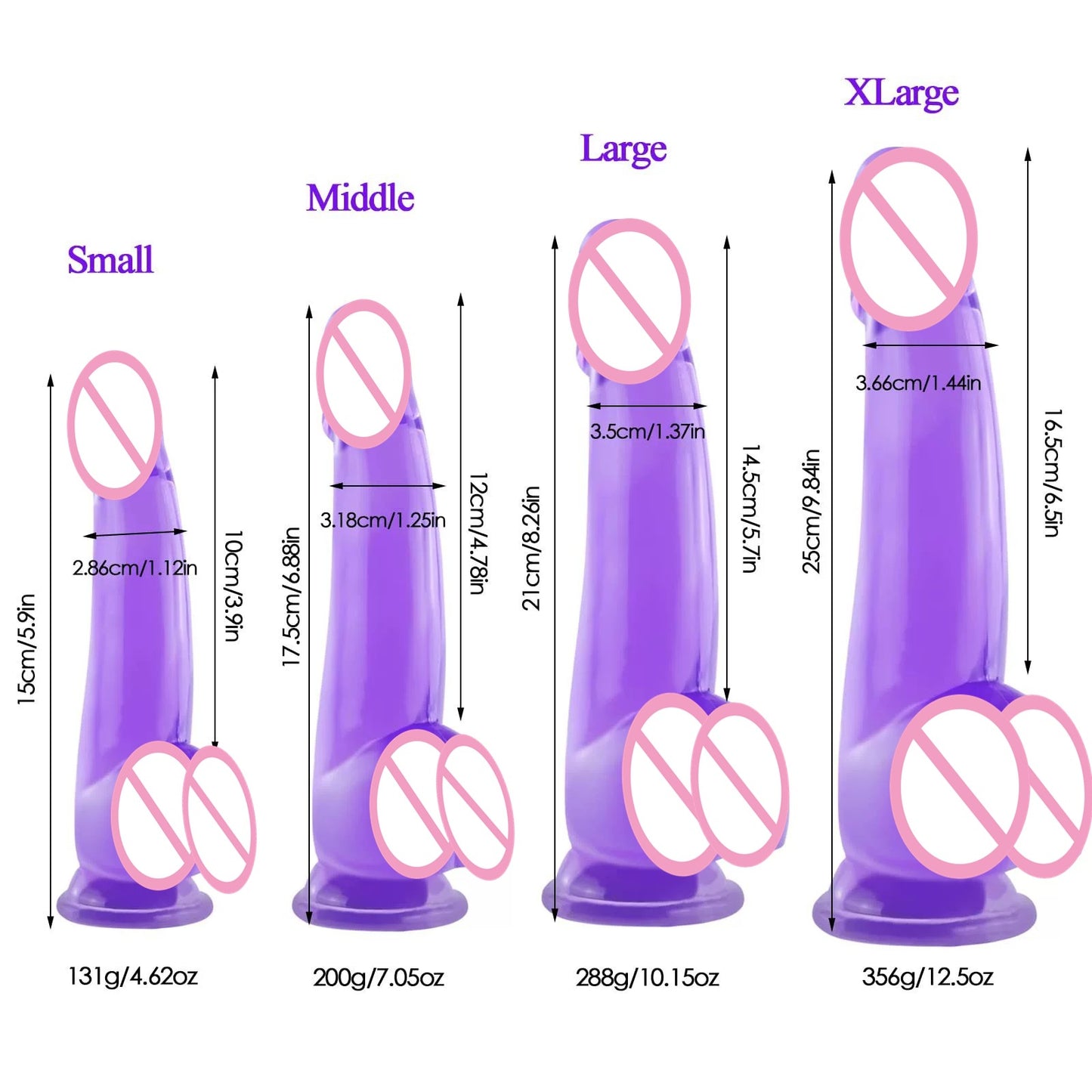 Multicolor crystal penis women's transparent masturbation stick large medium small color sliding surface simulation dildo adult products