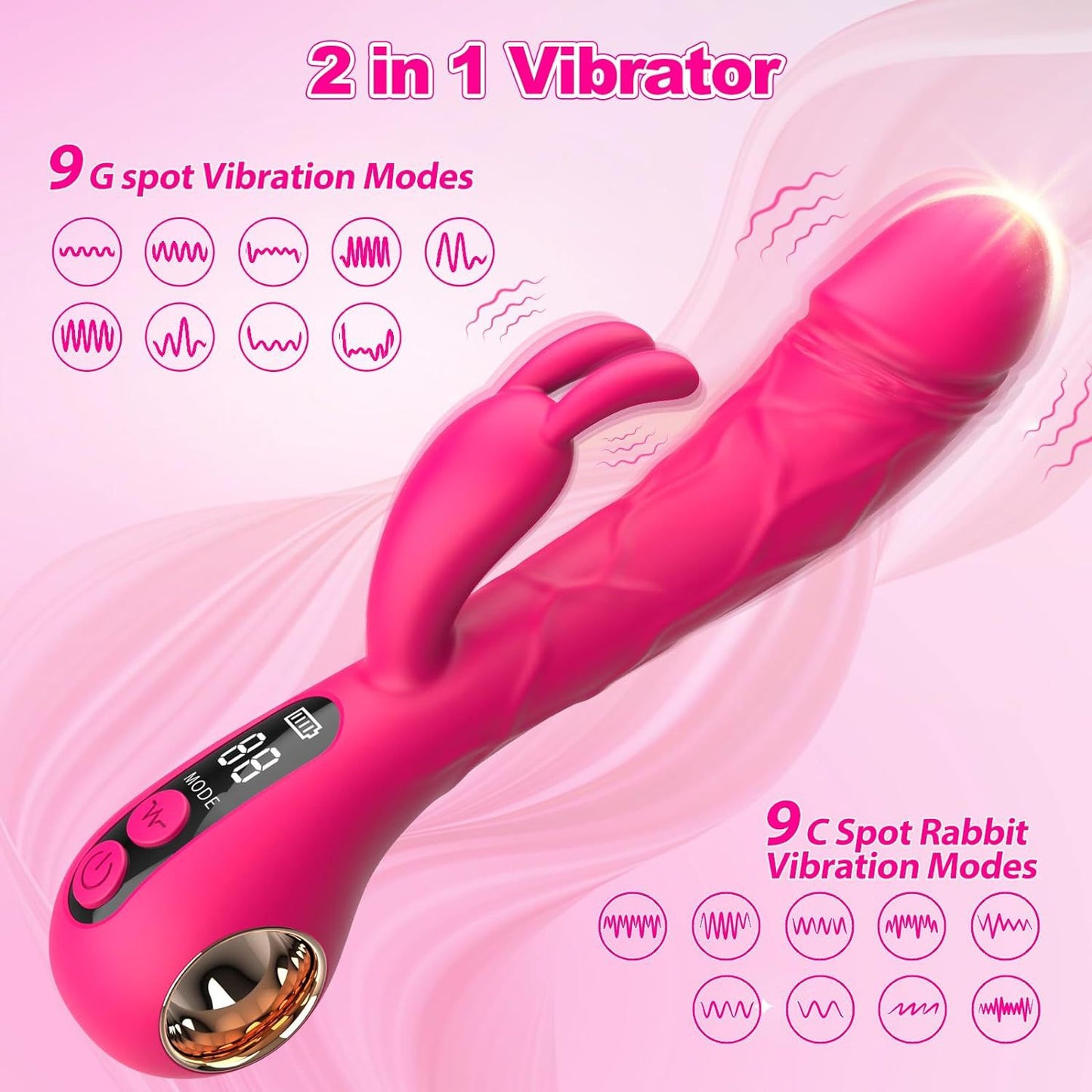 New rabbit simulation fake penis digital display double vibrator couple flirting jumping egg massage stick sex toys