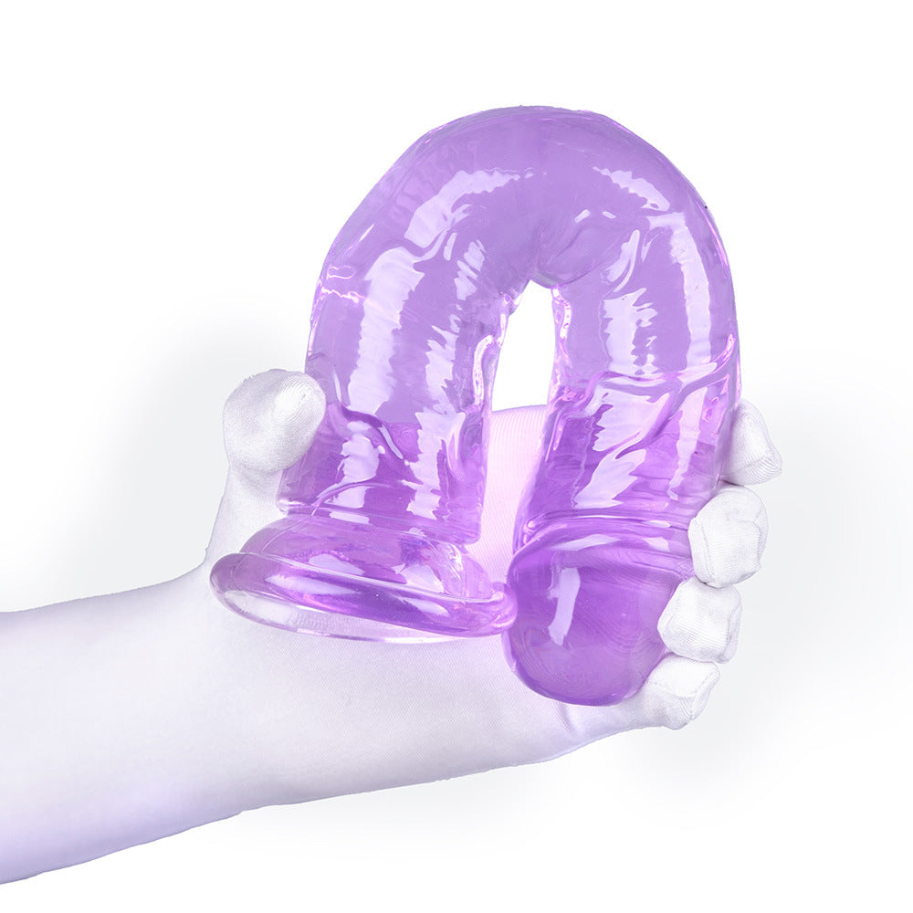 Egg-free transparent color crystal purple imitation penis female dildo TPE suction cup full range size injection molding factory