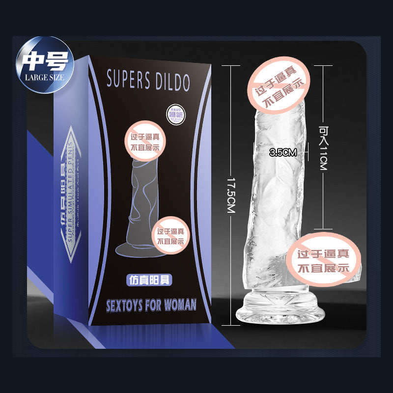 Crystal transparent simulated penis, female manual silicone dildo, female masturbation device, adult sex toys