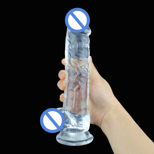 With suction cup female masturbation simulation penis oversized super thick dildo JJ crystal transparent color adult products factory