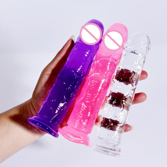 Cross-border hot sale Transparent crystal simulated penis Female dildo Egg-free penis Anal plug Masturbator Adult products