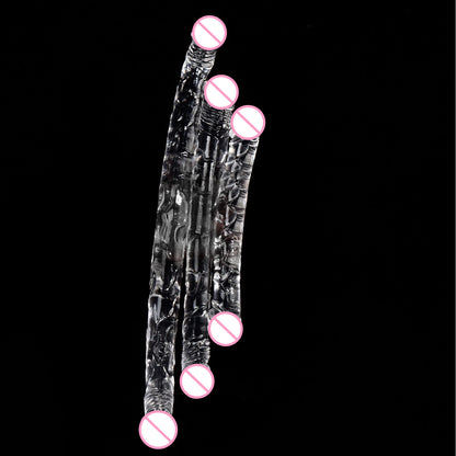 Cross-border double-headed penis simulation gay lesbian with extended transparent dildo color masturbator stick adult products
