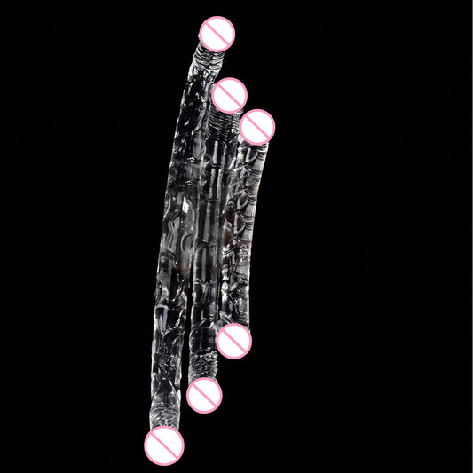 Cross-border double-headed penis simulation gay lesbian with extended transparent dildo color masturbator stick adult products